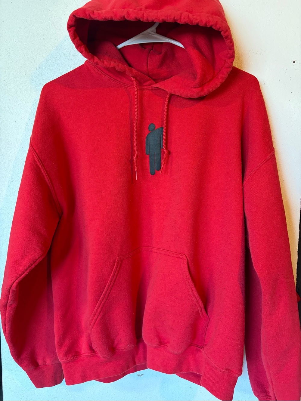 Billie Eilish Red Blohsh Logo Hoodie Size M Black Graphic Sleeve